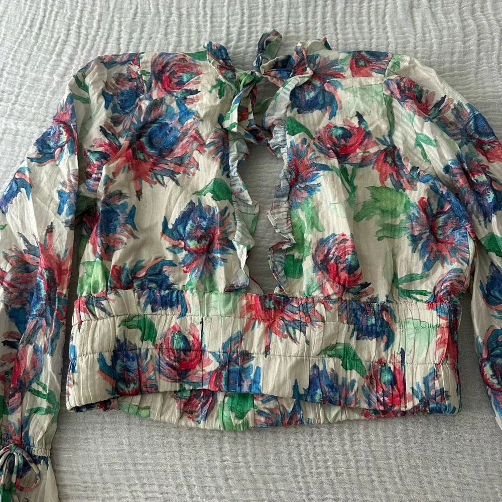Anthropologie floral v-neck top - Picture 4 of 5